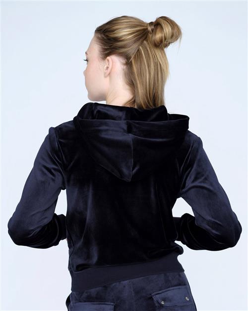 Juicy Couture Robertson Classic Velour Zip Trough Hoodie Kvinde Night Sky Hættetrøjer Str XL Velour - hos Magasin