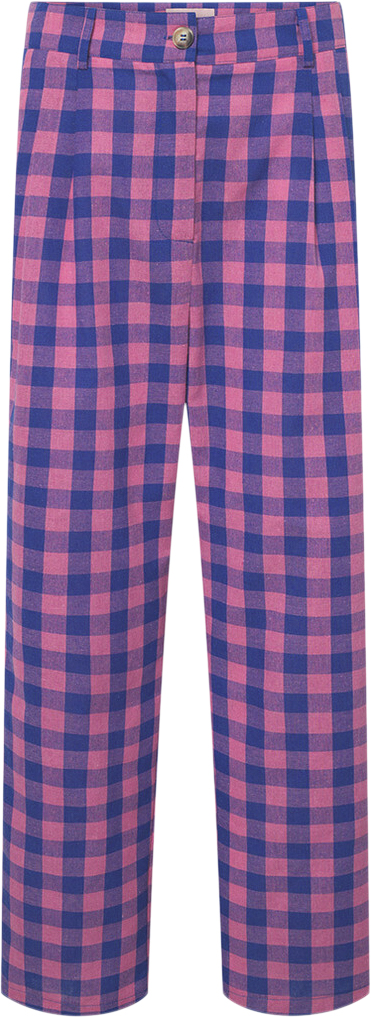 HUNKØN Pamela Trousers Kvinde Pink Checked Bukser Str M - hos Magasin