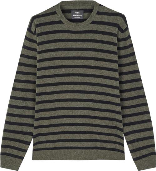 Se Mads Nørgaard - Copenhagen Eco Wool Karsten Stripe Knit Mand Grøn+Sort+Striber Sweaters Str XL - hos Magasin ved Magasin