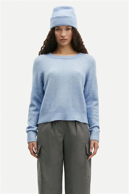 Samsøe Samsøe Nor on Short 7355 Kvinde Subdued Blue Sweaters Str S - hos Magasin