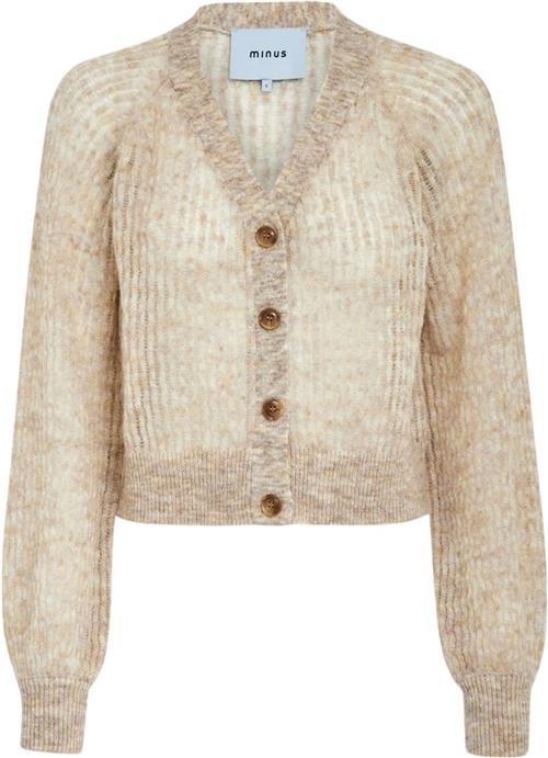 Minus Devia Vneck Long Sleeve Knit Cardigan Kvinde Light Birch Cardigans Str S - hos Magasin