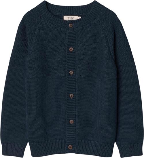 Wheat Strik Cardigan Eddy Str 110 / 5 år - Blå Cardigans Bomuld hos Magasin