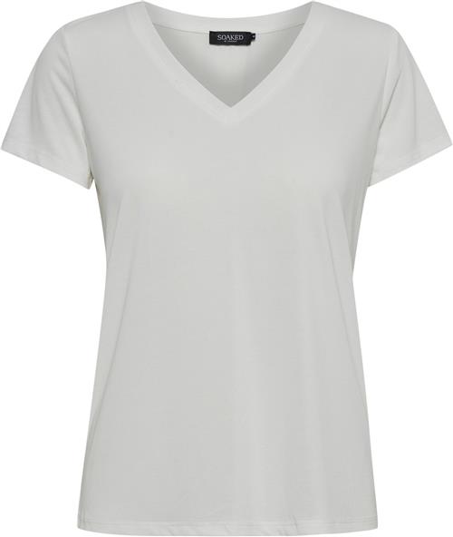 Soaked in Luxury Slcolumbine Vneck SS Kvinde Grå Kortærmede T-shirts Regular Fit Str L - hos Magasin