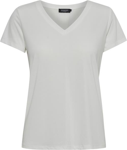 Soaked in Luxury Slcolumbine Vneck SS Kvinde Grå Kortærmede T-shirts Regular Fit Str XXL - hos Magasin