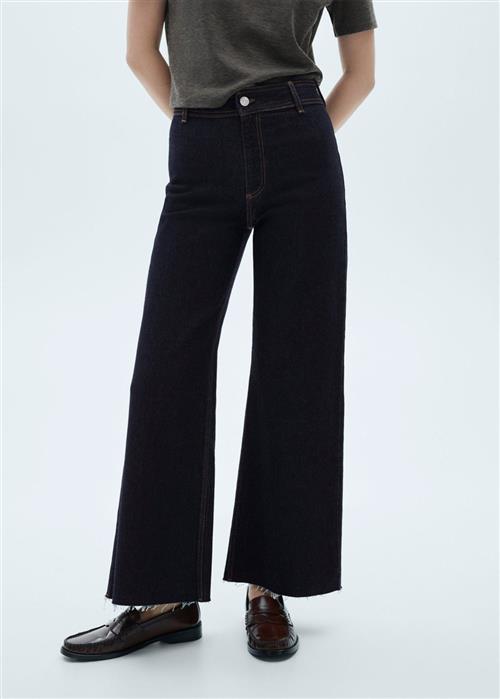 MANGO Catherin Highrise Culotte Jeans Kvinde Open Blue Bukser Str 40 - Denim hos Magasin