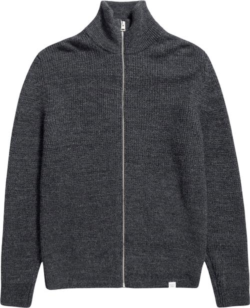 Norse Projects Hagen Wool Cotton Rib Full Zip Jacket Mand Dark Grey Melange Cardigans Str L - Bomuld hos Magasin