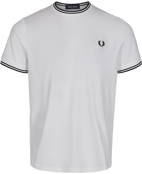 Fred Perry M1588 Core Mand White Kortærmede T-shirts Str XXL - Bomuld hos Magasin