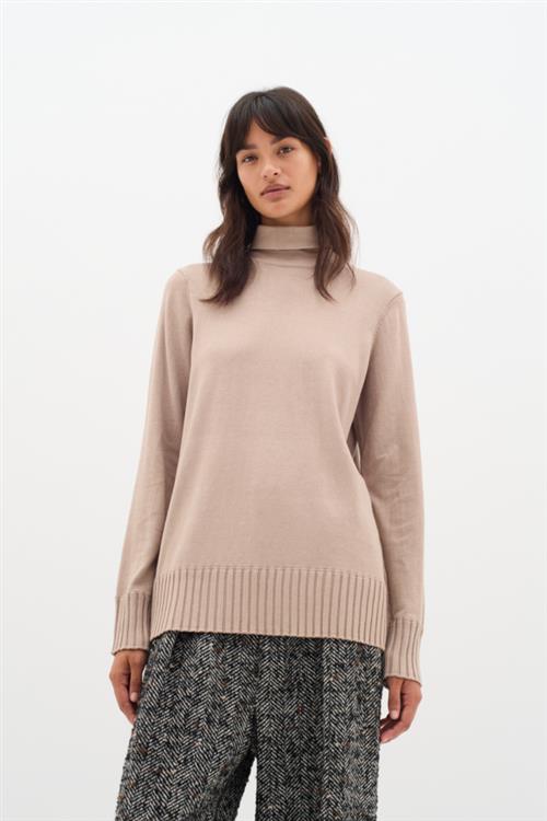 InWear Zauloiw High Neck Pullover Kvinde Beige Melange Rullekraver Classic Fit Str L - hos Magasin