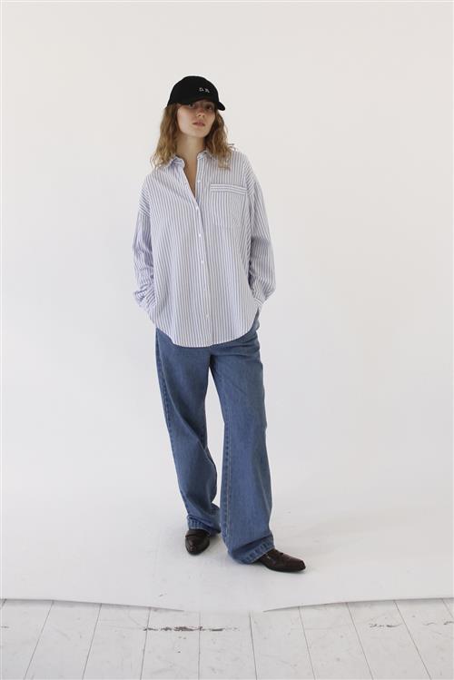 Designers Remix Aubrey Oversized Shirt Kvinde Print Jeans Str 42 - hos Magasin