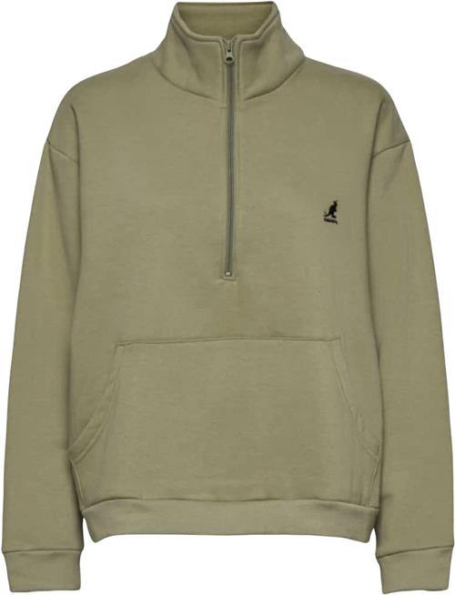 Kangol KG Clinton Half ZIP Mand Green Sweatshirts Str L - Bomuld hos Magasin