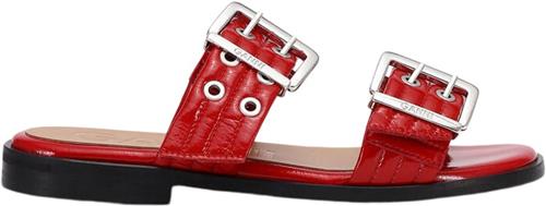 Se Ganni Feminine Buckle Two Strap Sandal Na Kvinde Racing Red Flade Sandaler Str 39 - hos Magasin ved Magasin