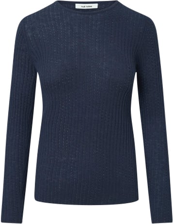 Nué Notes Magnus Crewneck Kvinde Navy Sweaters Str S - hos Magasin