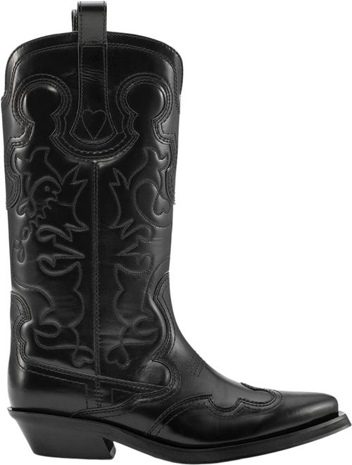 Se Ganni Mid Shaft Embroidered Western Boot Kvinde Black/black Cowboy & Biker Str 38 - hos Magasin ved Magasin