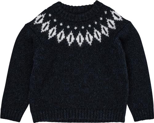 Copenhagen Colors Wool Iceland Blouse Str 128 - Navy/cream Combi Strik Uld hos Magasin