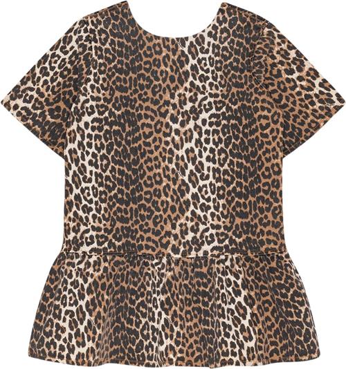 Ganni Print Denim Openback Mini Dress Kvinde Leopard Korte Kjoler Str 44 Denim - hos Magasin