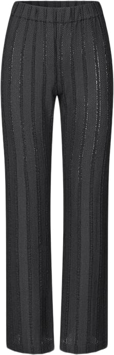 Stine Goya Elasticated Straight Long Pants, 2247 Patchwork Jersey Kvinde Black / White Bukser Med Lige Ben Str S - hos Magasin