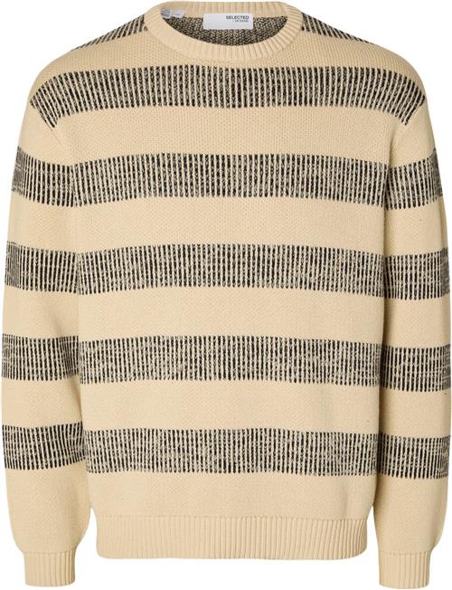 Selected Homme Slhstan Relaxed LS Knit Stripe Crew Mand Fog/sky Captain Sweaters Str S - hos Magasin