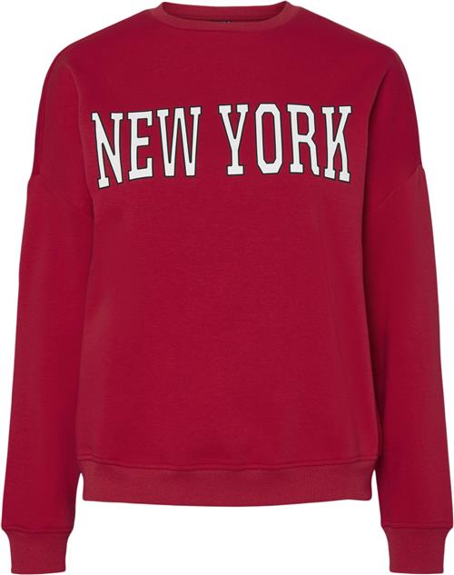 Pieces Pcsasie LS Oneck Loose Sweat D2D Kvinde High Risk Red/red New York Sweatshirts Str L - hos Magasin