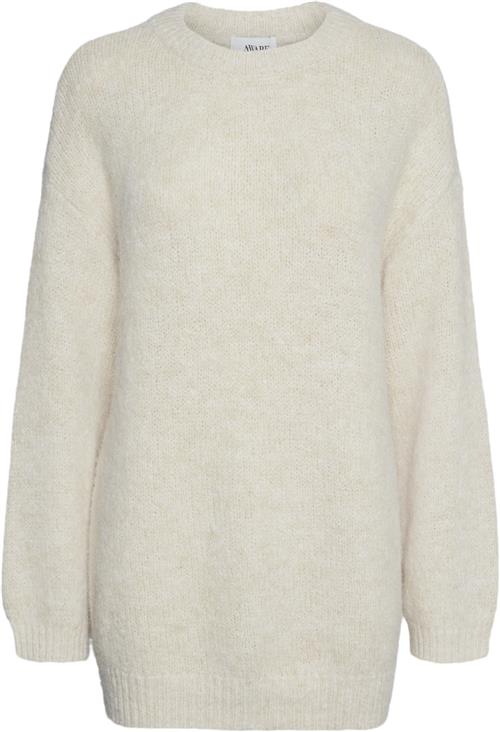 Vero Moda Vmlori LS Oneck Long Knit VMA Kvinde Birch/melange Sweaters Regular Fit Str L - hos Magasin