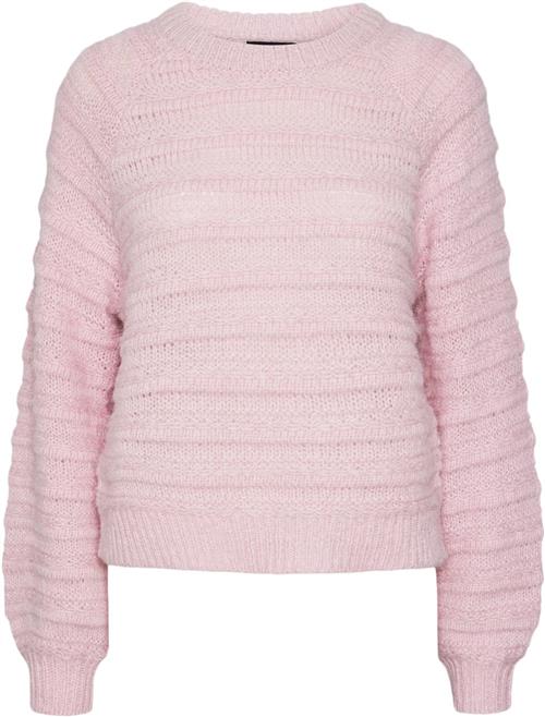 Pieces Pcjayda LS Oneck Knit Noos Kvinde Pink Lavender Langærmede Bluser Loose Fit Str XS - hos Magasin