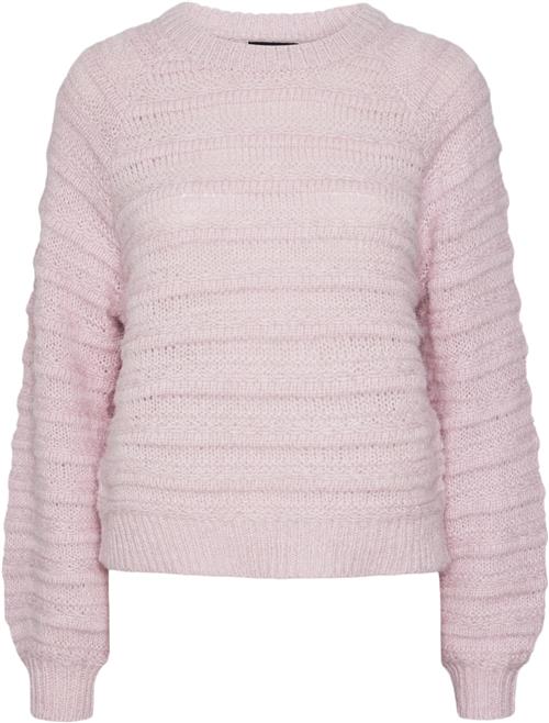 Pieces Pcjayda LS Oneck Knit Noos Kvinde Pink Lavender Sweaters Loose Fit Str XS - hos Magasin