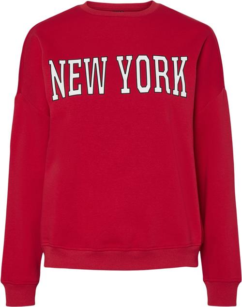 Pieces Pcsasie LS Oneck Loose Sweat D2D Kvinde High Risk Red/red New York Sweatshirts Str XS - hos Magasin