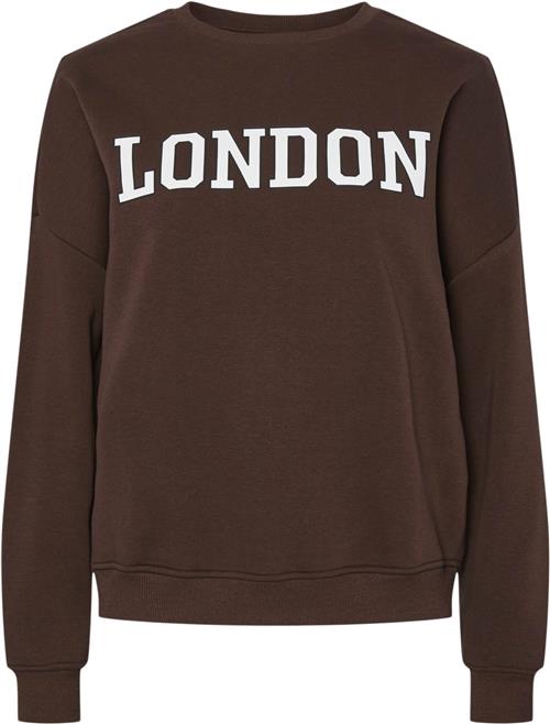 Se Pieces Pcsasie LS Oneck Loose Sweat D2D Kvinde Chicory Coffee/white London Sweatshirts Str L - hos Magasin ved Magasin