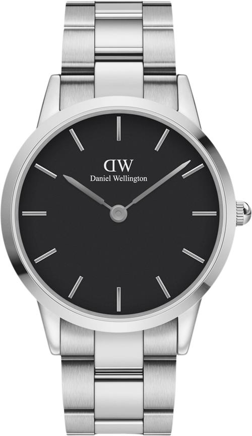 Daniel Wellington Iconic Link Ur Sølv/sort - Ure Stål hos Magasin