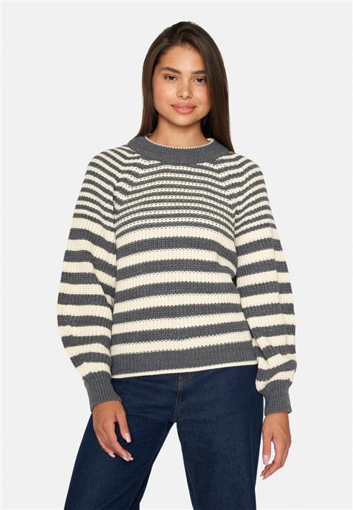 SisterS Point Miban.PU Kvinde Grey Mel/cream Sweaters Str XS - hos Magasin