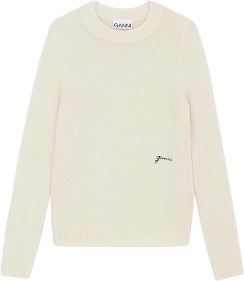 Ganni Brushed Alpaca Oneck Kvinde Egret Sweaters Str S - hos Magasin