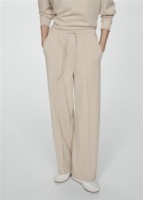 MANGO Seamdetail Straight-fit Trousers Kvinde Light Beige Bukser Str L - hos Magasin