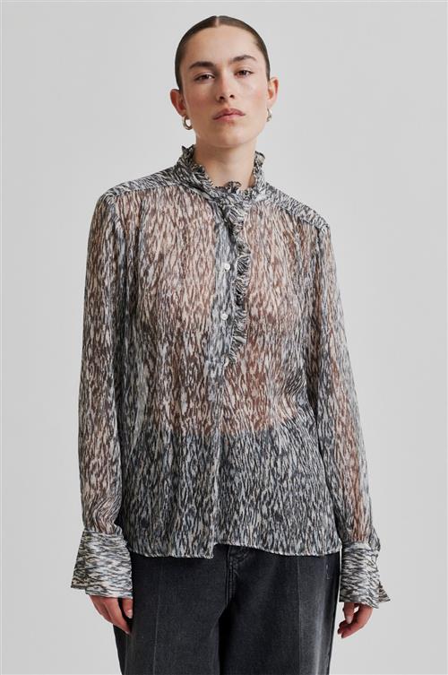 Second Female Rush Blouse Kvinde Black Langærmede Bluser Str L - Viskose hos Magasin