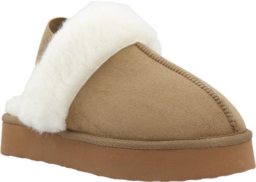 Bianco Biasweetie Flatform Elastic Slipper Faux Suede Kvinde Camel Hjemmesko Str 40 - hos Magasin