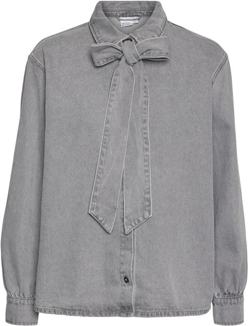 Se Vero Moda Vmpaige LS BOW DNM Shirt Gu216 Kvinde Light Grey Denim Skjorter Loose Fit Str XS - Denim hos Magasin ved Magasin