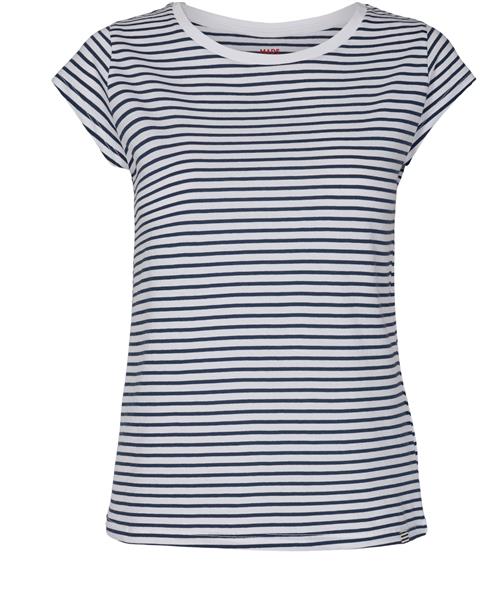 Mads Nørgaard - Copenhagen Organic Favorite Stripe Teasy Kvinde White/navy Kortærmede T-shirts Str XS - Bomuld hos Magasin