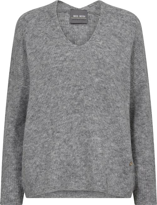 Mos Mosh Mmthora Vneck Knit Kvinde Grey Melange Sweaters Str XS - hos Magasin