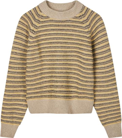 Mads Nørgaard - Copenhagen Stripey Martha Sweater Kvinde Gul Og Sand Med Striber Sweaters Str L - hos Magasin