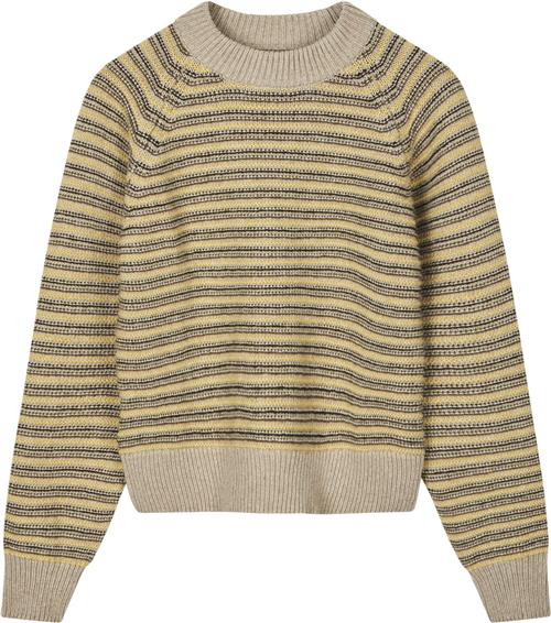 Mads Nørgaard - Copenhagen Stripey Martha Sweater Kvinde Gul Og Sand Med Striber Sweaters Str XL - hos Magasin