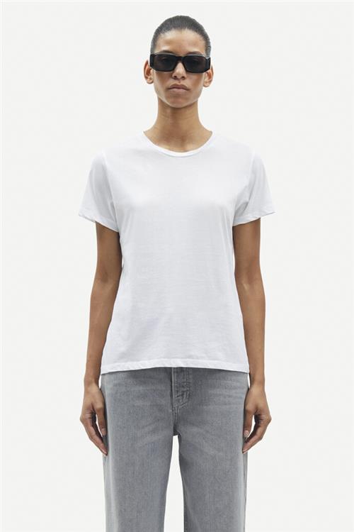 Samsøe Samsøe Solly tee Solid 205 Kvinde White Kortærmede T-shirts Str S - hos Magasin