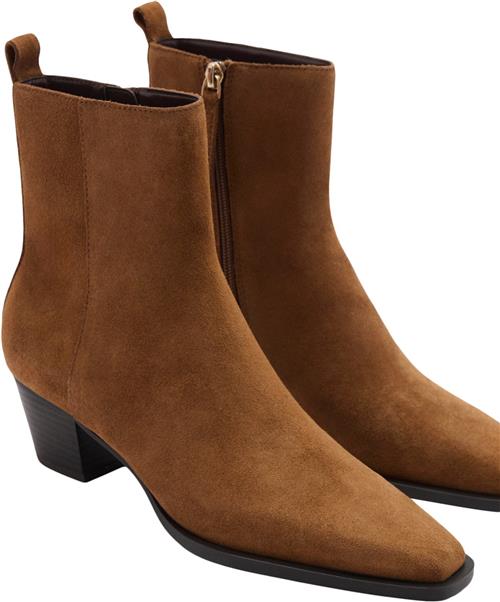 MANGO Heel Suede Ankle Boot Kvinde Medium Brown Støvletter Str 41 - Læder hos Magasin