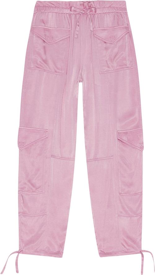 Ganni Washed Satin Pants Kvinde Bleached Mauve Cargo Bukser Str 40 - hos Magasin