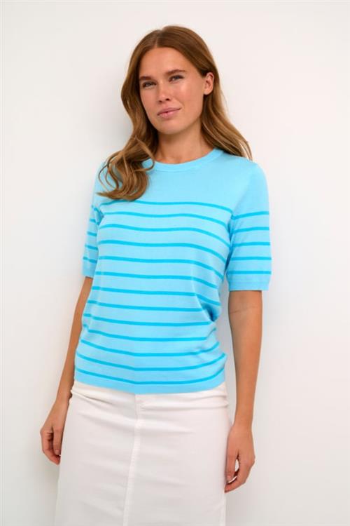 Kaffe Kalizza Narrow Striped Pullover Kvinde Light Blue / Turquoise Stripe Sweaters Str L - hos Magasin