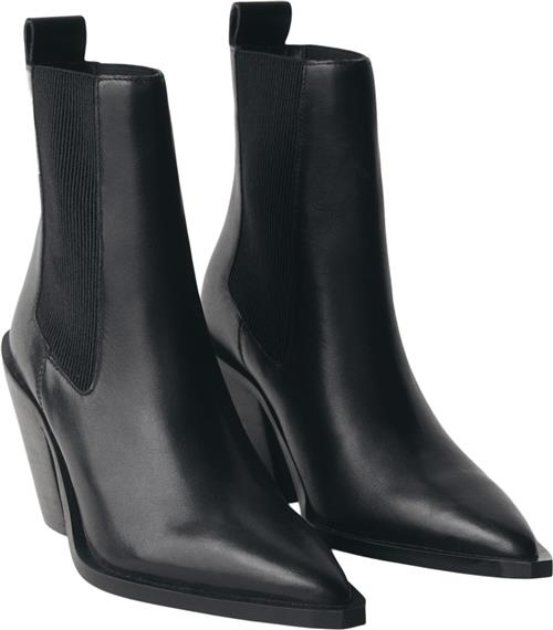 Se MANGO Leather Pointed Ankle Boots Kvinde Black Støvletter Str 42 - Læder hos Magasin ved Magasin