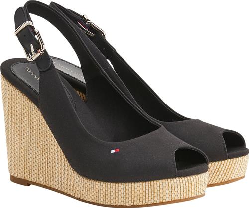 Se Tommy Hilfiger Iconic Elena Sling Back Wedge Kvinde Black Espadrillos Str 39 - hos Magasin ved Magasin