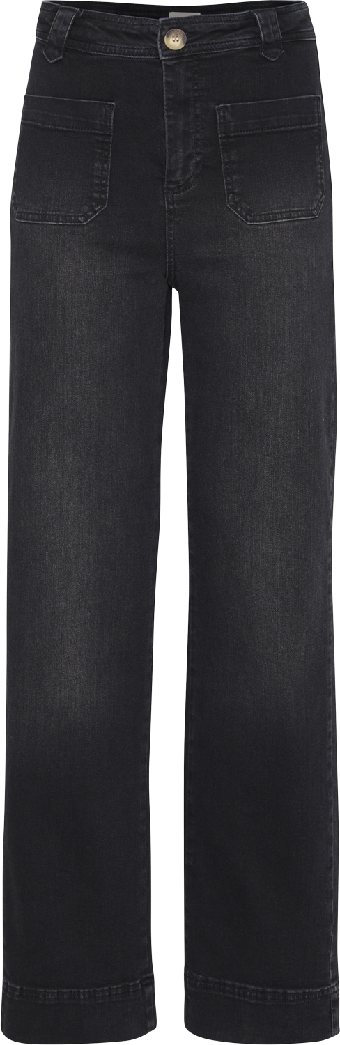 Atelier Rêve Ireloi PA Kvinde Black Washed Denim Straight Jeans Regular Fit Str 38 - hos Magasin