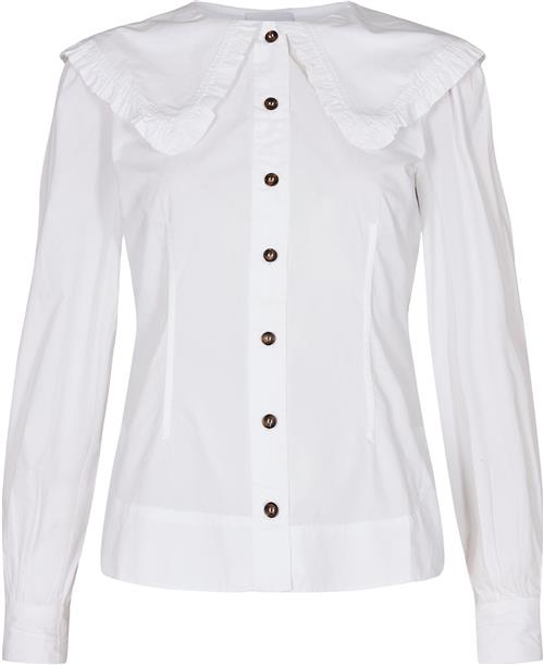 Se Ganni Fitted Shirt Kvinde Bright White Langærmede Skjorter Str 42 - hos Magasin ved Magasin