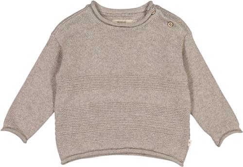 Wheat Strik Pullover Gunnar Str 68/6m - Warm Grey Melange Strik Bomuld hos Magasin