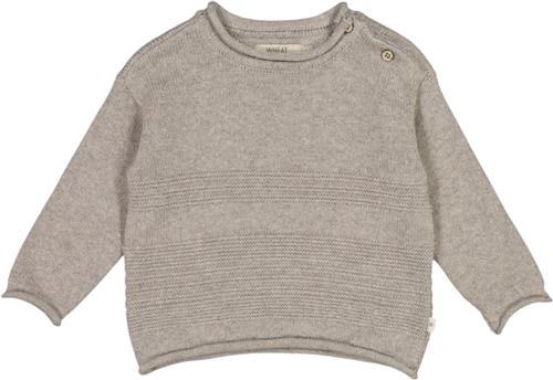 Wheat Strik Pullover Gunnar Str 74/9m - Warm Grey Melange Strik Bomuld hos Magasin