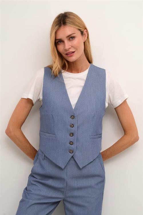 Kaffe Kasakura Waistcoat Kvinde Vintage Indigo Blazere Str 40 - hos Magasin