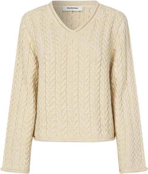 Modström Kurtismd Vneck Kvinde Summer Sand Sweaters Str L - hos Magasin